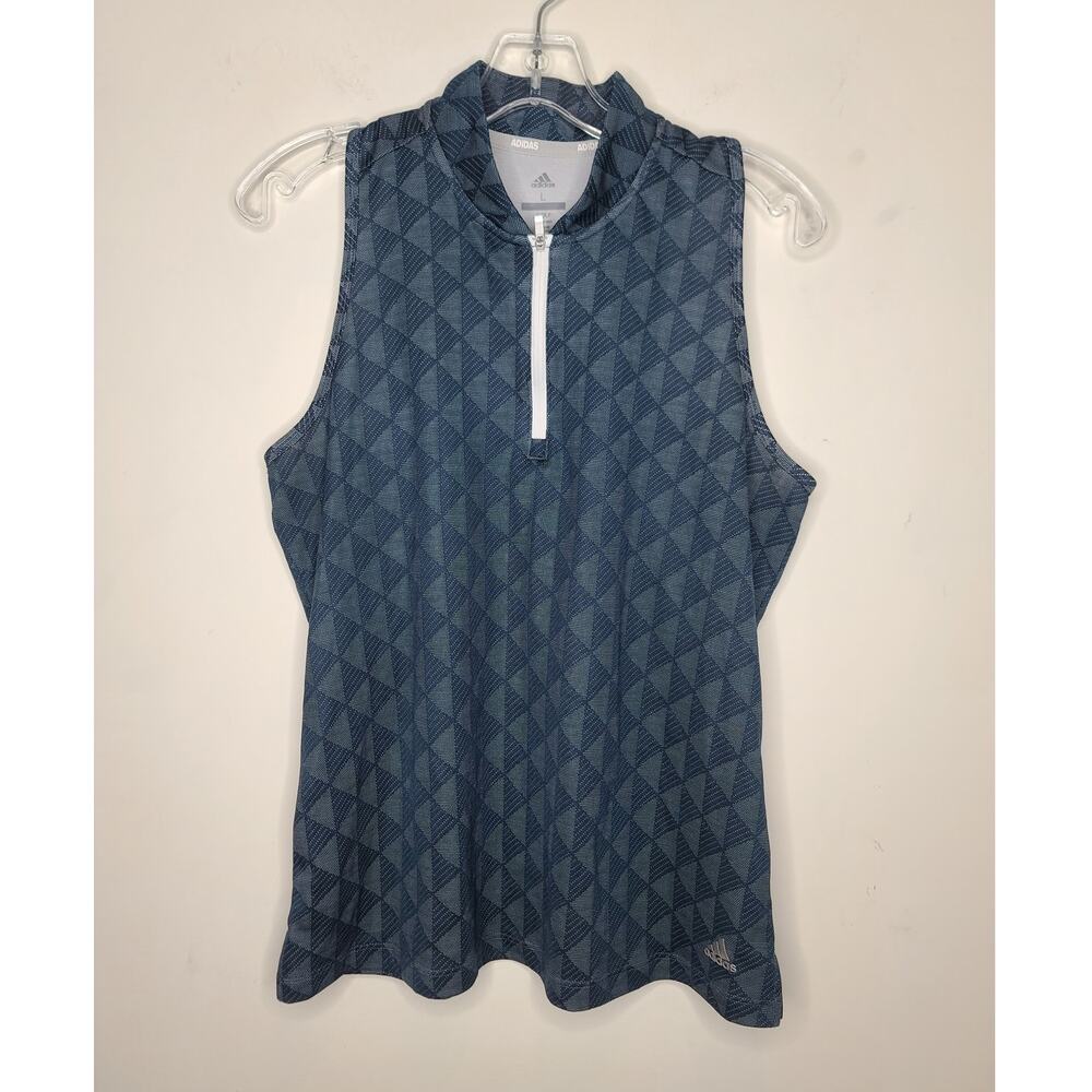 Adidas Golf blue sleeveless shirt with triangle design - large